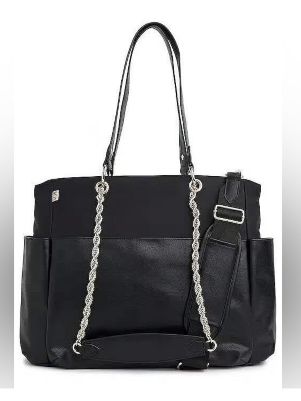 BEIS Diaper Tote in Black with Chain Strap Add-On- NWOT